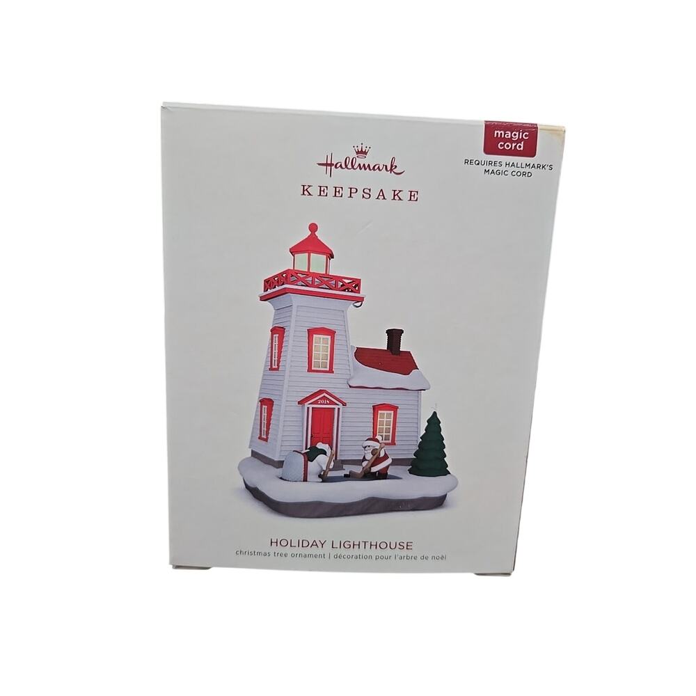 2018 Hallmark HOLIDAY LIGHTHOUSE Magic Cord Ornament 7th in Series